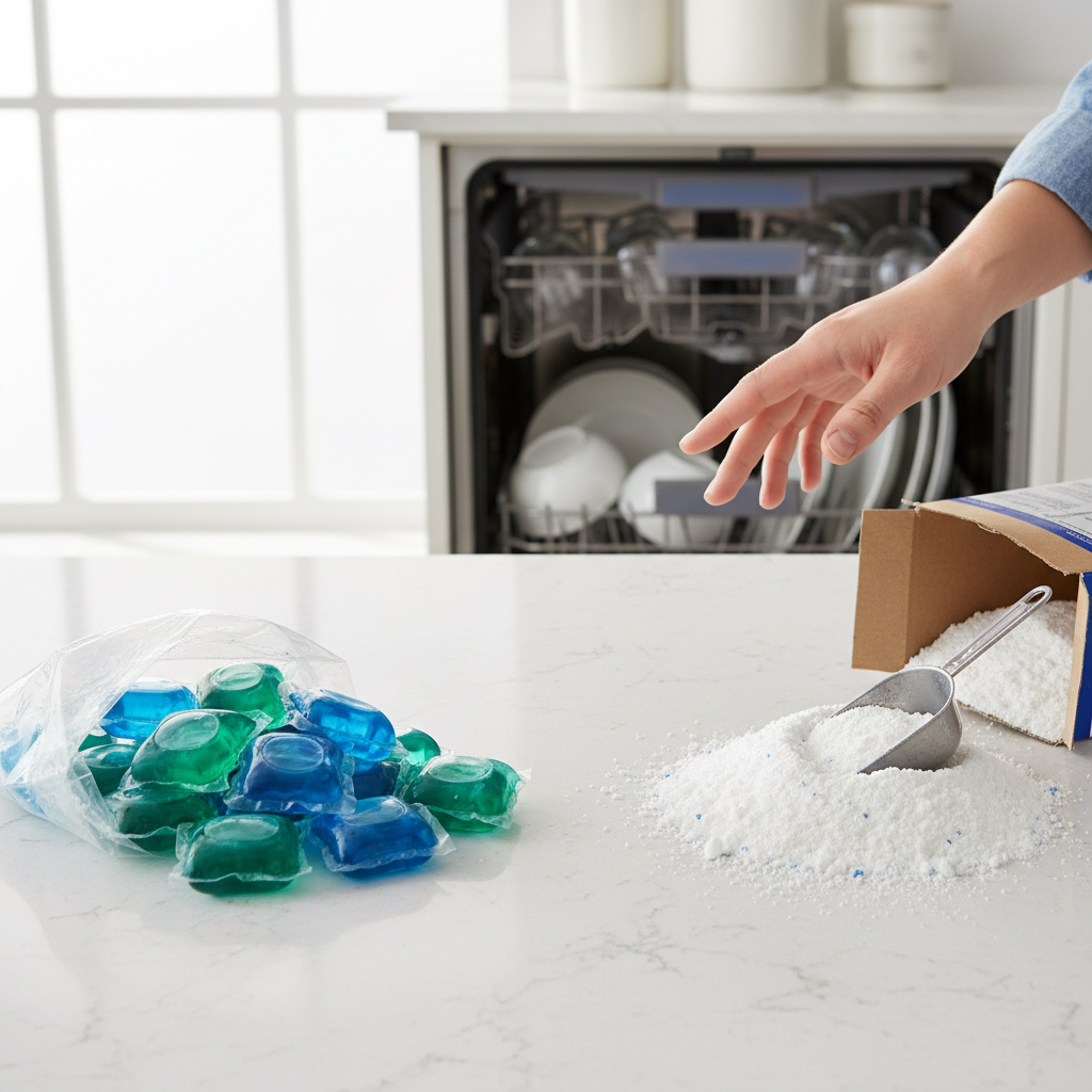 Dishwasher Detergent Showdown: Liquid Pods vs. Compressed Powder